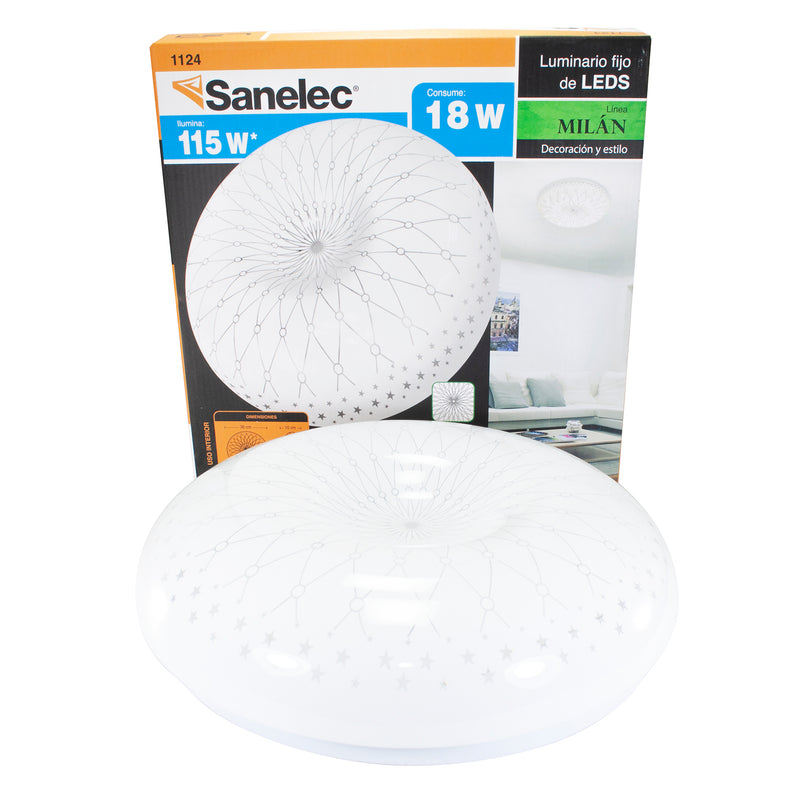 Plafón Sanelec led 18w milán