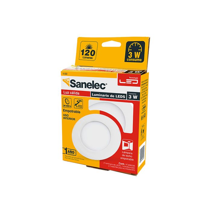 Empotrado Sanelec led 3w redondo cálido