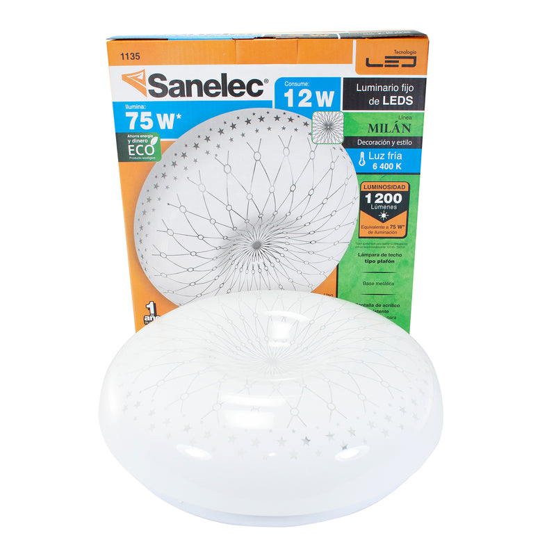 Plafón Sanelec led 12w milán