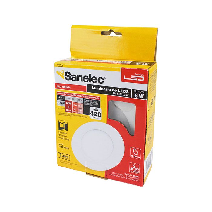 Empotrado Sanelec led 6w redondo cálido