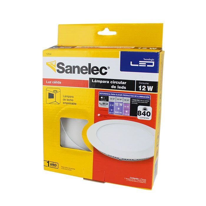 Empotrado Sanelec led 12w redondo cálido