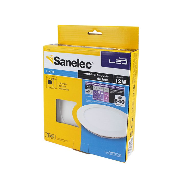 Empotrado Sanelec led 12w redondo frío