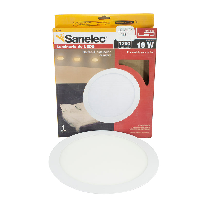 Empotrado Sanelec led 18w redondo cálido