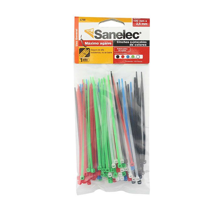 Cinchos Sanelec 10cms x 2.5 mm colores