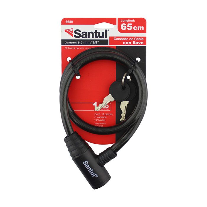 Candado Santul de cable 3/8 x 65cmcon llave