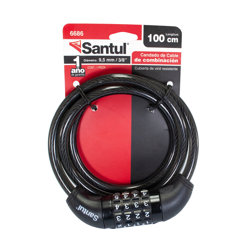 Candado Santul de cable espiral 3/8x 100 de combinacion