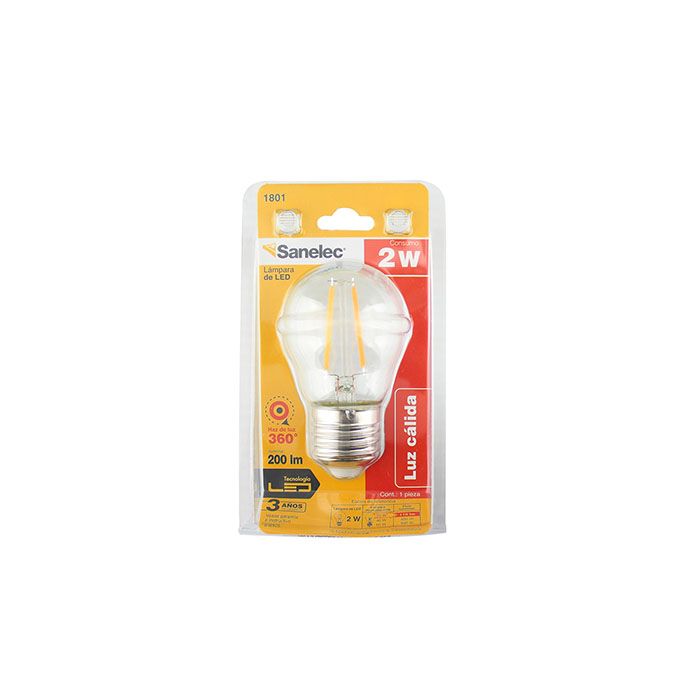 Foco Sanelec led 2w filamento luz cálida