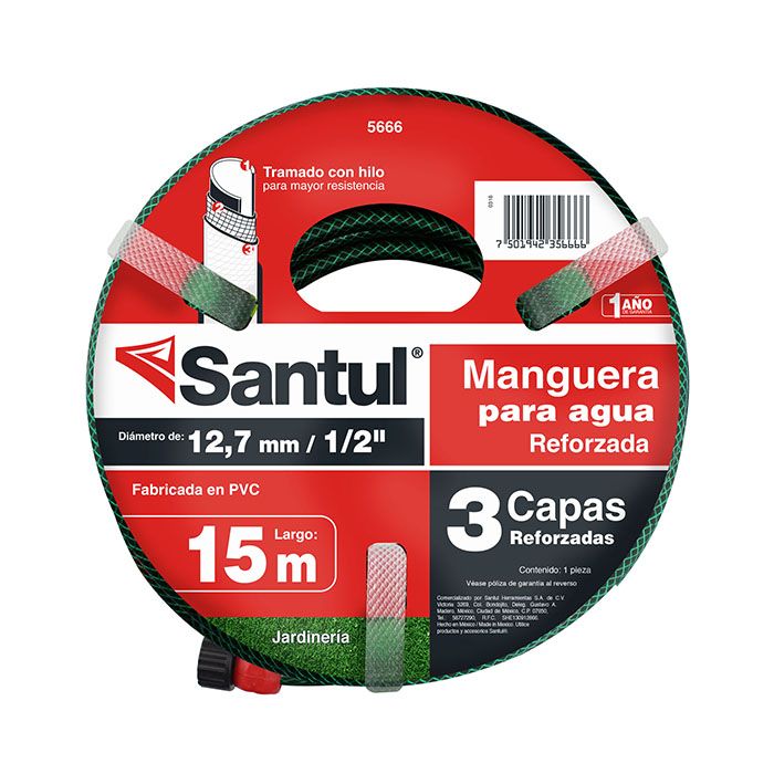 Manguera Santul para jardin reforzada 3 capas ,tramado nylon